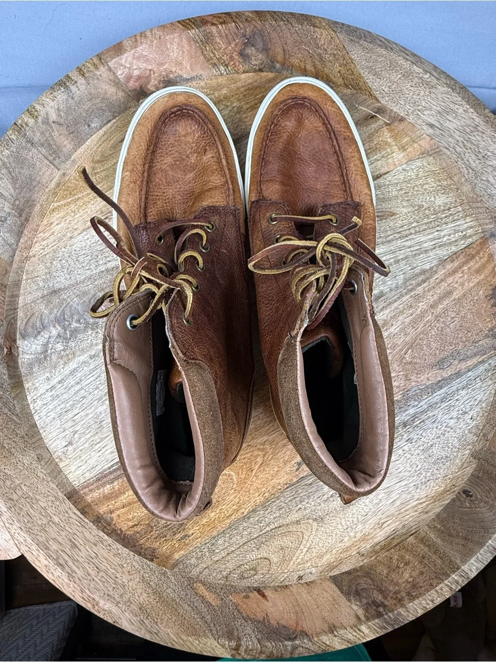 Polo Ralph Lauren Tedd Brown Leather High Top Sneakers Boots Men’s 10D